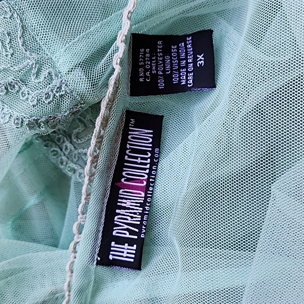 The Pyramid Collection Mint Green Sheer Dress - Picture 5 of 7